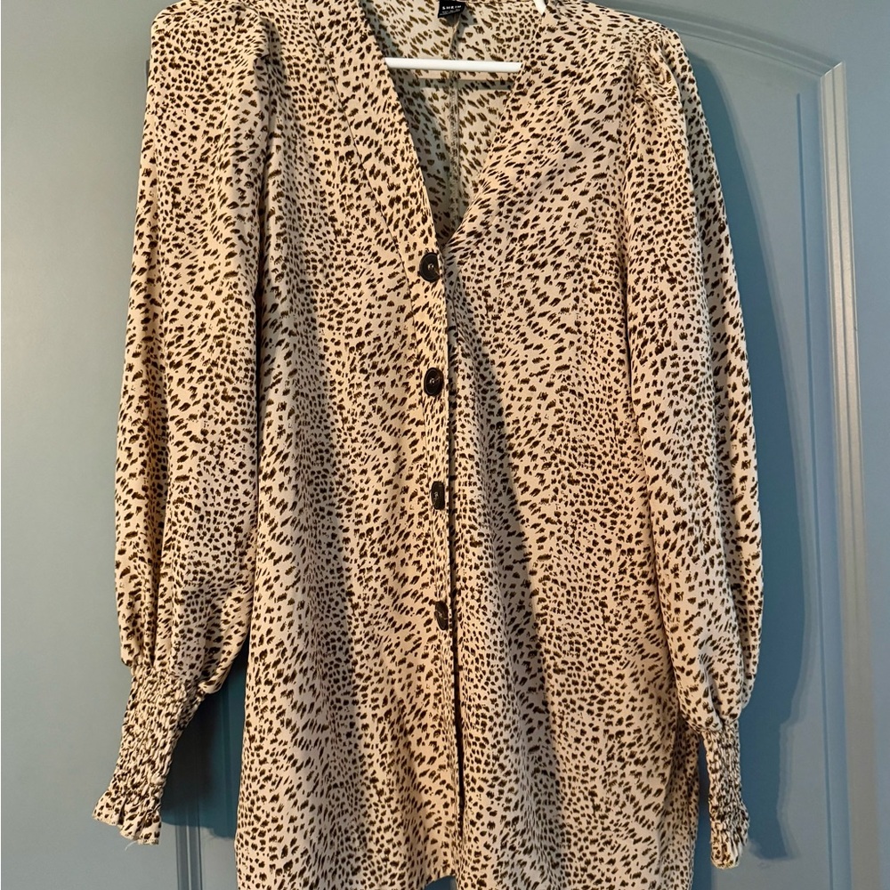 SHEIN Leopard Print Top in Brown and Cream